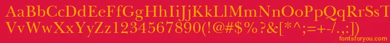 BaskervilleGreekUpright Font – Orange Fonts on Red Background