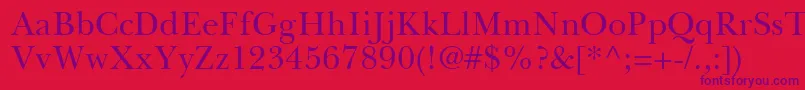 フォントBaskervilleGreekUpright – 赤い背景に紫のフォント