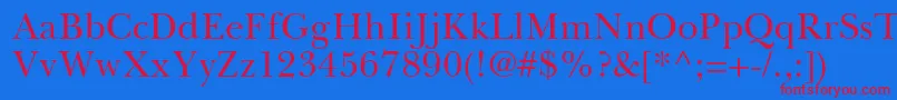 BaskervilleGreekUpright-Schriftart – Rote Schriften auf blauem Hintergrund