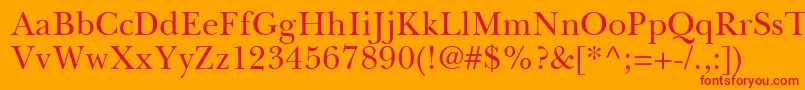 Fonte BaskervilleGreekUpright – fontes vermelhas em um fundo laranja