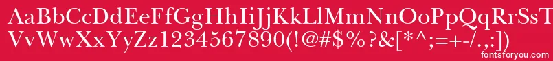 BaskervilleGreekUpright-Schriftart – Weiße Schriften auf rotem Hintergrund