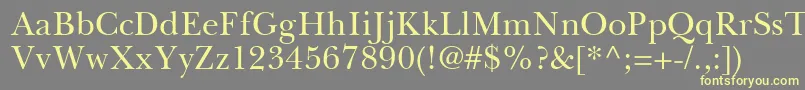 BaskervilleGreekUpright-fontti – keltaiset fontit harmaalla taustalla