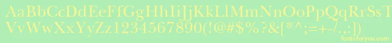 BaskervilleGreekUpright-Schriftart – Gelbe Schriften auf grünem Hintergrund
