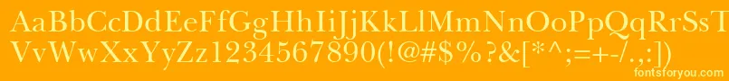 BaskervilleGreekUpright Font – Yellow Fonts on Orange Background