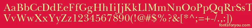 BaskervilleGreekUpright-fontti – keltaiset fontit punaisella taustalla