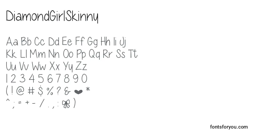 A fonte DiamondGirlSkinny – alfabeto, números, caracteres especiais