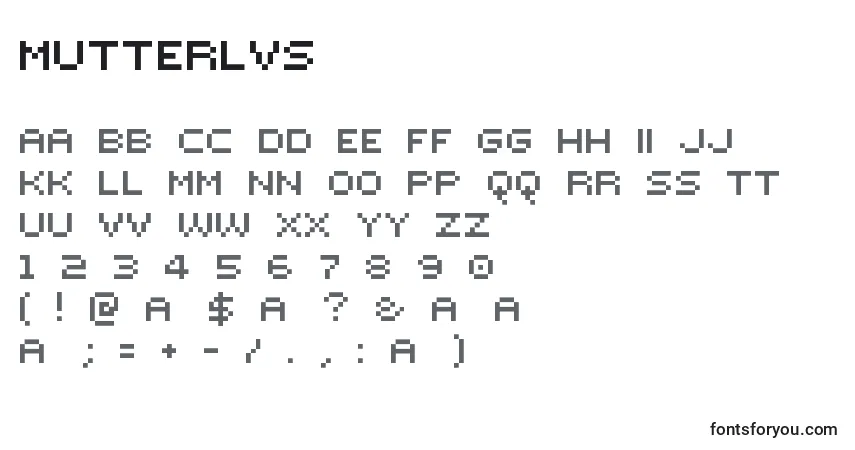 Czcionka MutterLvs – alfabet, cyfry, specjalne znaki