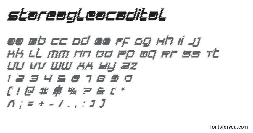 A fonte Stareagleacadital – alfabeto, números, caracteres especiais