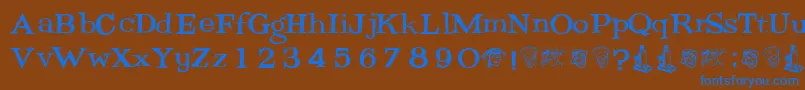 Potrzebie Font – Blue Fonts on Brown Background