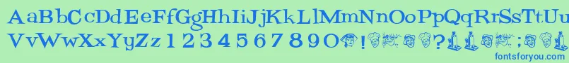 フォントPotrzebie – 青い文字は緑の背景です。