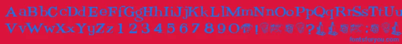 Potrzebie Font – Blue Fonts on Red Background