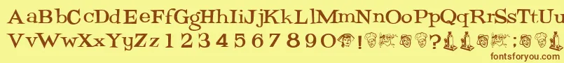 Potrzebie Font – Brown Fonts on Yellow Background