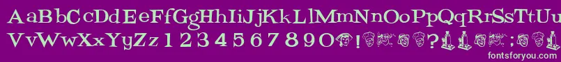 Potrzebie Font – Green Fonts on Purple Background