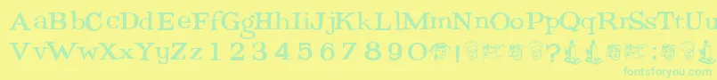 Potrzebie Font – Green Fonts on Yellow Background