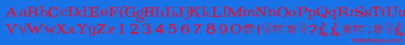 Potrzebie Font – Red Fonts on Blue Background