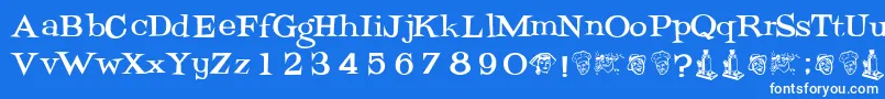 フォントPotrzebie – 青い背景に白い文字