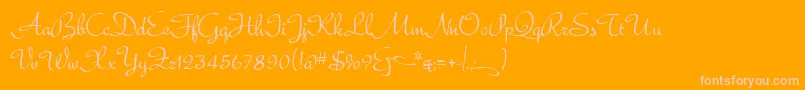 Bella-Schriftart – Rosa Schriften auf orangefarbenem Hintergrund