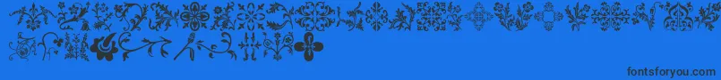 Floralia-Schriftart – Schwarze Schriften auf blauem Hintergrund