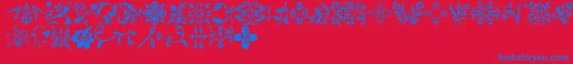 Floralia Font – Blue Fonts on Red Background