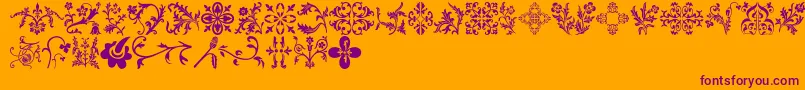 Floralia-Schriftart – Violette Schriften auf orangefarbenem Hintergrund