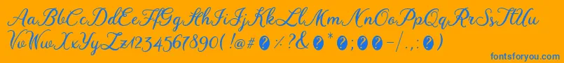 WinedateRegular-Schriftart – Blaue Schriften auf orangefarbenem Hintergrund