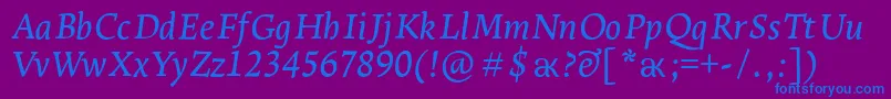 LeksaproDemiboldItalic Font – Blue Fonts on Purple Background