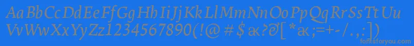 LeksaproDemiboldItalic Font – Gray Fonts on Blue Background