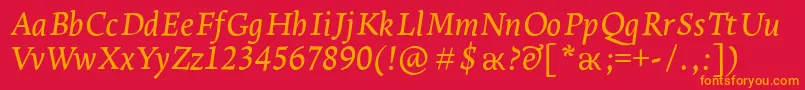 LeksaproDemiboldItalic Font – Orange Fonts on Red Background