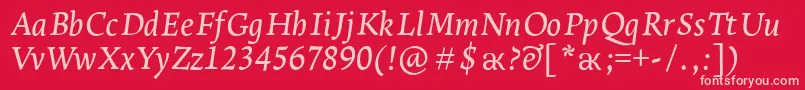 LeksaproDemiboldItalic Font – Pink Fonts on Red Background