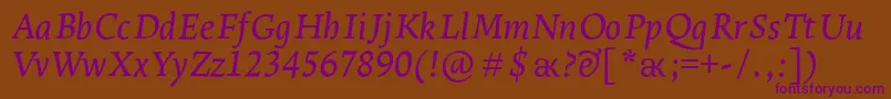 LeksaproDemiboldItalic Font – Purple Fonts on Brown Background