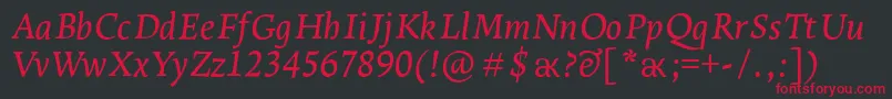 LeksaproDemiboldItalic Font – Red Fonts on Black Background
