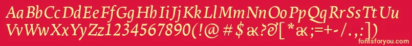 LeksaproDemiboldItalic Font – Yellow Fonts on Red Background