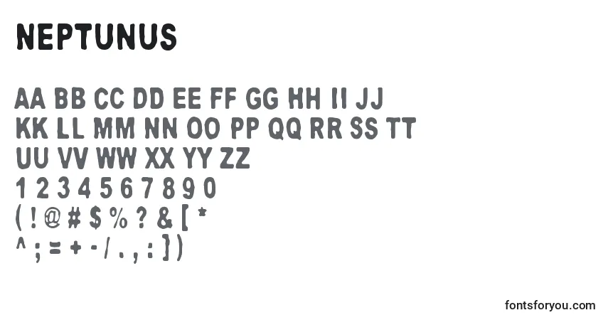 Czcionka Neptunus – alfabet, cyfry, specjalne znaki