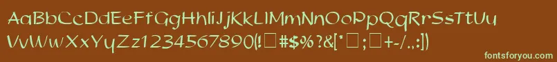 StudNormal-fontti – vihreät fontit ruskealla taustalla