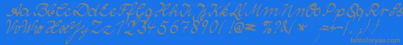 WolgastTwoNormalCyr-Schriftart – Graue Schriften auf blauem Hintergrund