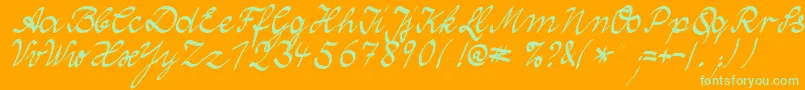 WolgastTwoNormalCyr Font – Green Fonts on Orange Background