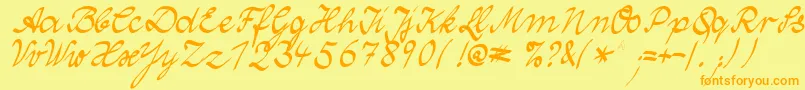 WolgastTwoNormalCyr Font – Orange Fonts on Yellow Background