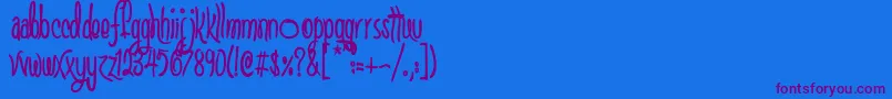 ScGretchinAndTimmy-Schriftart – Violette Schriften auf blauem Hintergrund