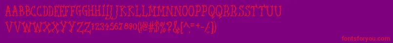 SeaweedFireAoe-Schriftart – Rote Schriften auf violettem Hintergrund