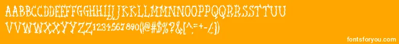 SeaweedFireAoe-Schriftart – Weiße Schriften auf orangefarbenem Hintergrund