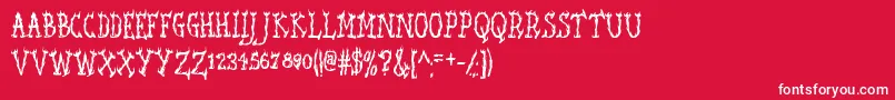 SeaweedFireAoe-Schriftart – Weiße Schriften auf rotem Hintergrund