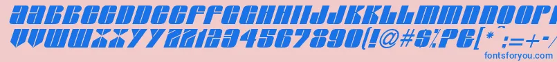 フォントGlasserItalicItalic – ピンクの背景に青い文字