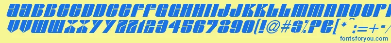 GlasserItalicItalic Font – Blue Fonts on Yellow Background