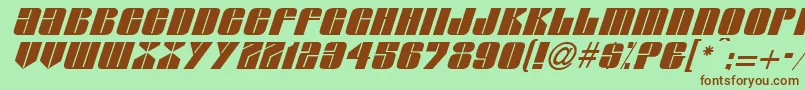 フォントGlasserItalicItalic – 緑の背景に茶色のフォント
