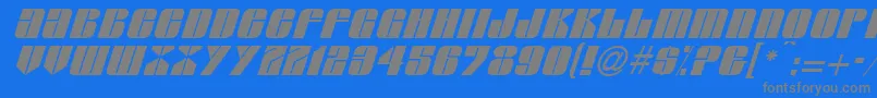 GlasserItalicItalic-fontti – harmaat kirjasimet sinisellä taustalla