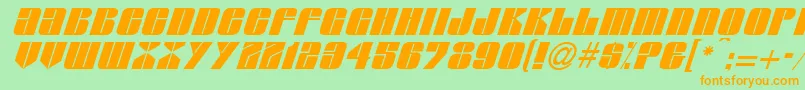 フォントGlasserItalicItalic – オレンジの文字が緑の背景にあります。