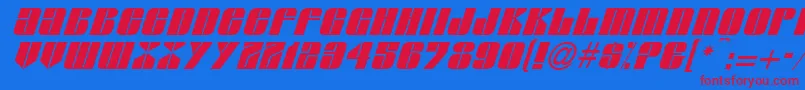GlasserItalicItalic-fontti – punaiset fontit sinisellä taustalla