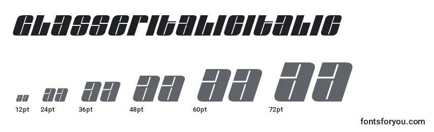 GlasserItalicItalic Font Sizes