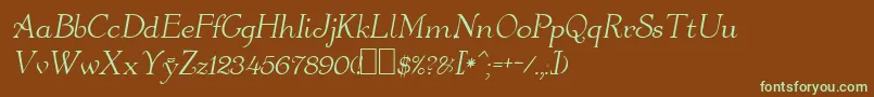 OrangeOblique-fontti – vihreät fontit ruskealla taustalla