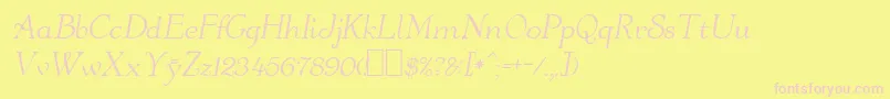 OrangeOblique-fontti – vaaleanpunaiset fontit keltaisella taustalla